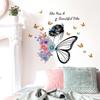 Wall Sticker Butterfly English Slogan Girl Flower Wall Sticker Paper Living Room Decoration Self Adhesive
