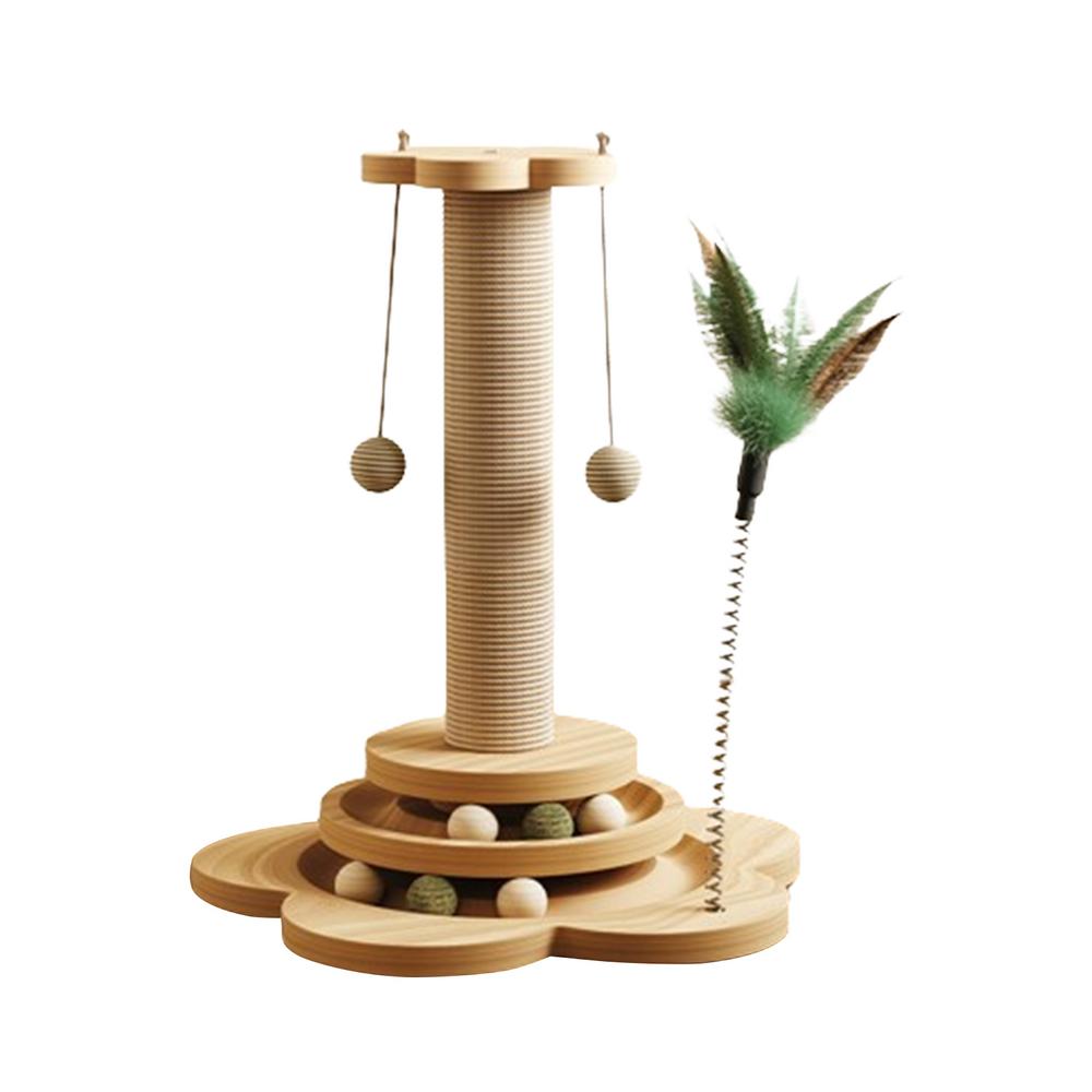 Cat Scratch Post Kitten Scratch Post With Sisal Balls Cat Roller Track Toy For Living Room Balcony Basement Patio Farmhouse