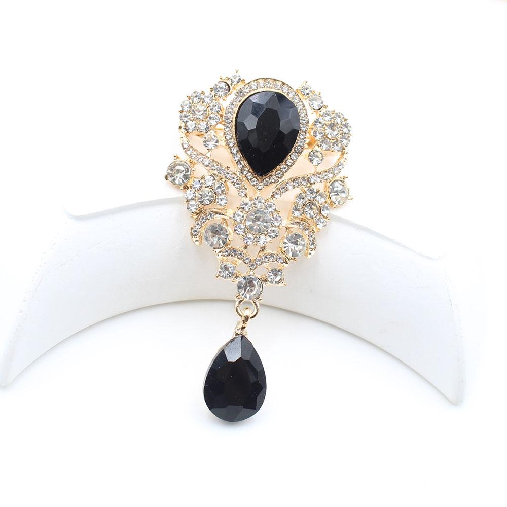 European and American Style 1 Piece 40 * 70MM High-end Diamond Studded Water Droplet Glass Brooch DIY Suit Dress Collar Decorati