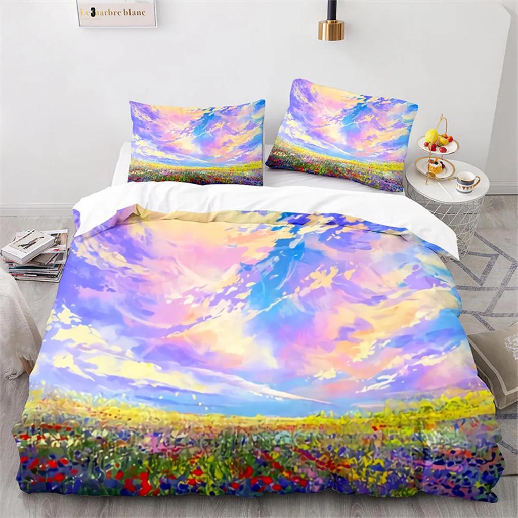 Oil Painting Duvet Cover Abstract Art For Adults Landscape Romantic Couple For Women Men Gifts For Bedroom Decorations King Size