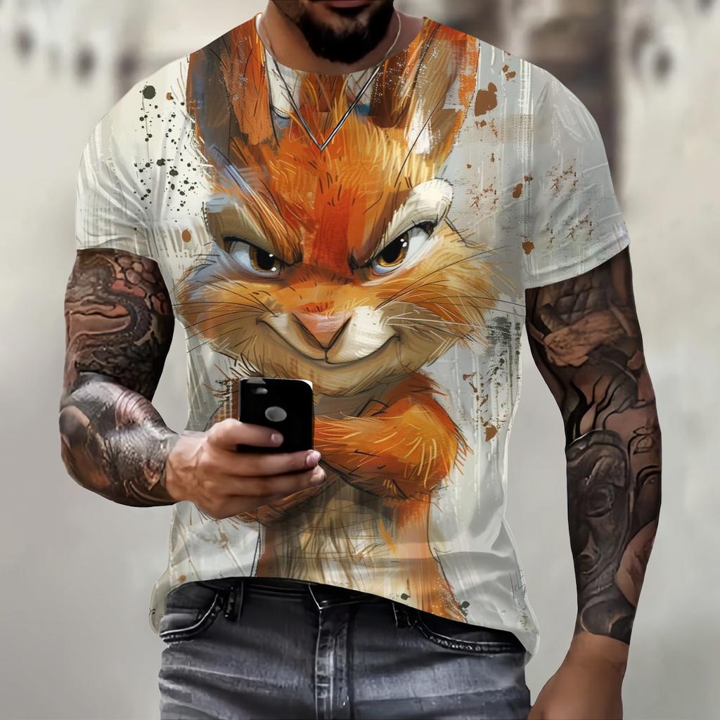 Y2k Clothes Men's T-Shirt Print 3d Evil Squirrel Fashion Men Animal Pattern T Shirt Oversized Streetwear O-Neck Fashion
