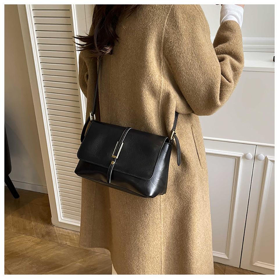 Retro Style Faux Leather Square Shoulder Bag Large Capacity Crossbody Purse for Women KTB