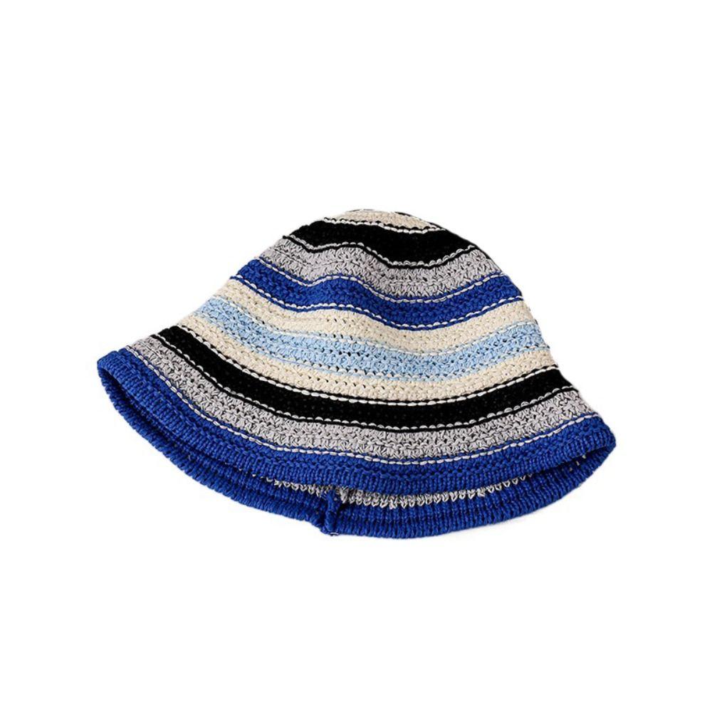 

Радужная шляпа рыбака Вязаная шляпа от солнца Милая вязаная соломенная шляпа Лето Type B