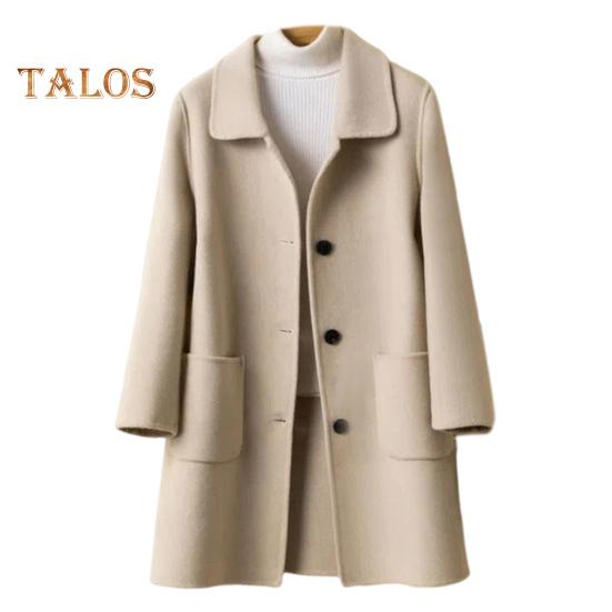 

Жіноче зимове пальто, офіційно-діловий стиль, відкладний комір, однобортне пальто середньої довжини OL Куртка для поїздок, однотонний товстий верхній одяг M абрикосовий