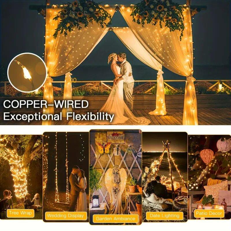 1PC Solar-Powered LED String Lights Outdoor Copper Wire Fairy Lights,Decoration Lights For Wedding,Holiday,Festive,Garden,Yard