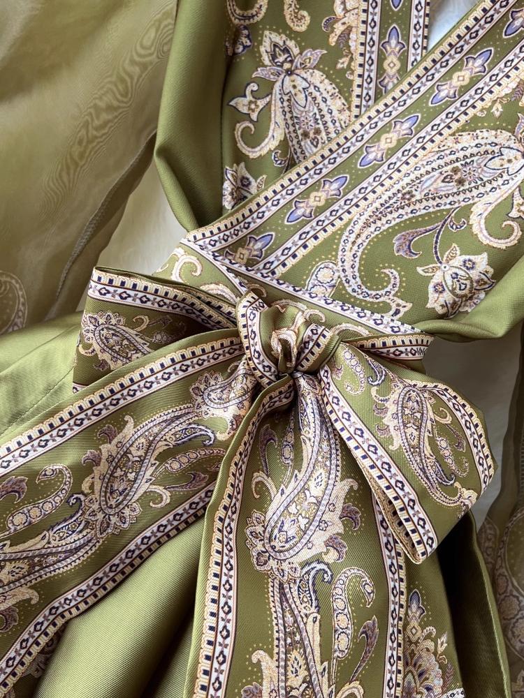 Herbst Paisley Print Bandage Wrap Abendkleid Frauen Laterne Ärmel Party Langes Kleid Weibliche Y2k Patchwork Dicken Satin Ballkleid