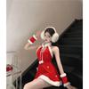 New Style for Spring Autumn and Winter Sexy and Cute New Year Red Plush Halter Neck Backless Slim and Slim Petite Christmas Dress