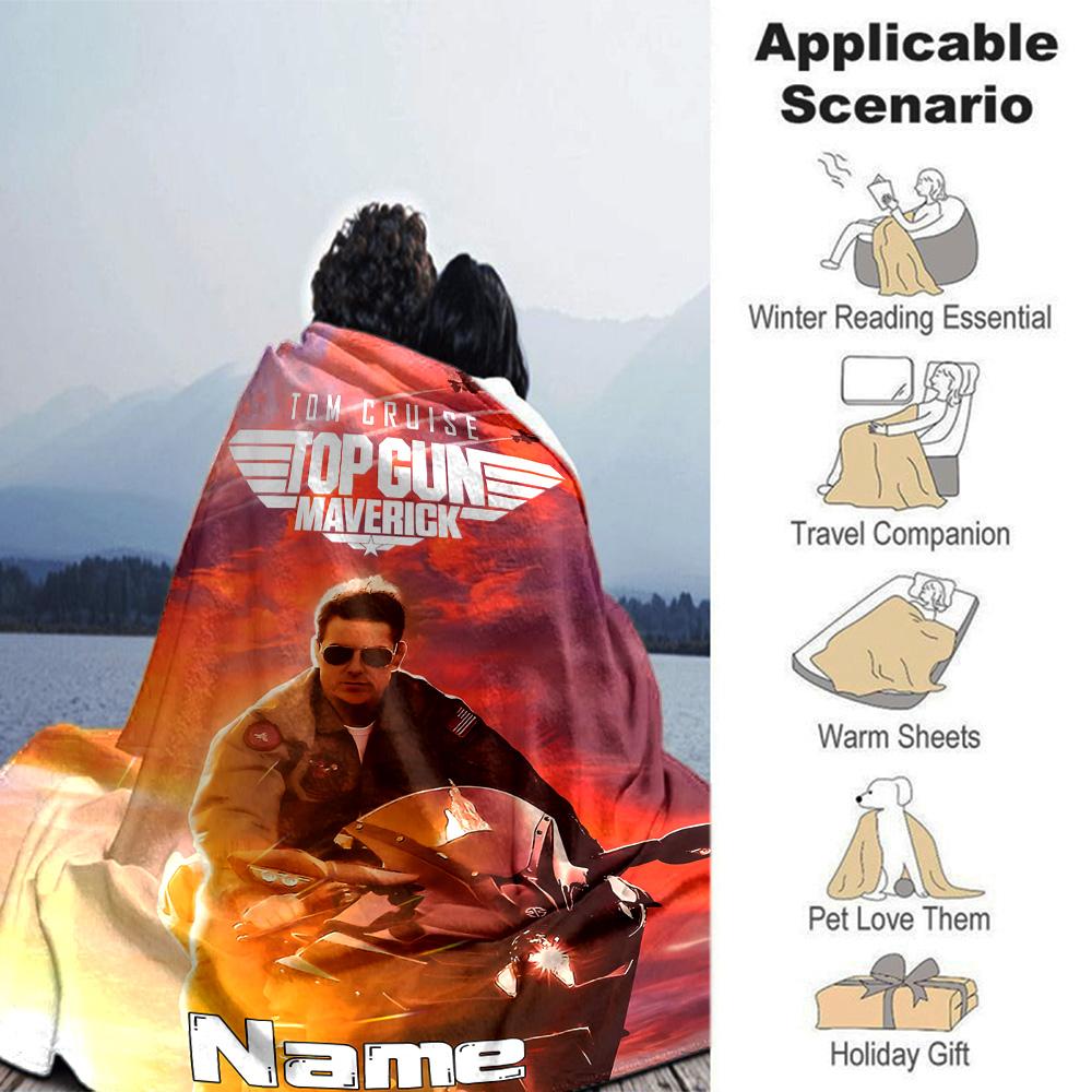 Customiz Name Personality Top Gun Maverick Blanket Soft &Warm Sofa Office Bed Travel Lunch Break Blanket, Gift Suitable All Seasons