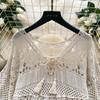 Dimanaf 2025 New Tees Summer Women Beach T-Shirt Basic Fashion Tops Lace Tees Casual Loose White