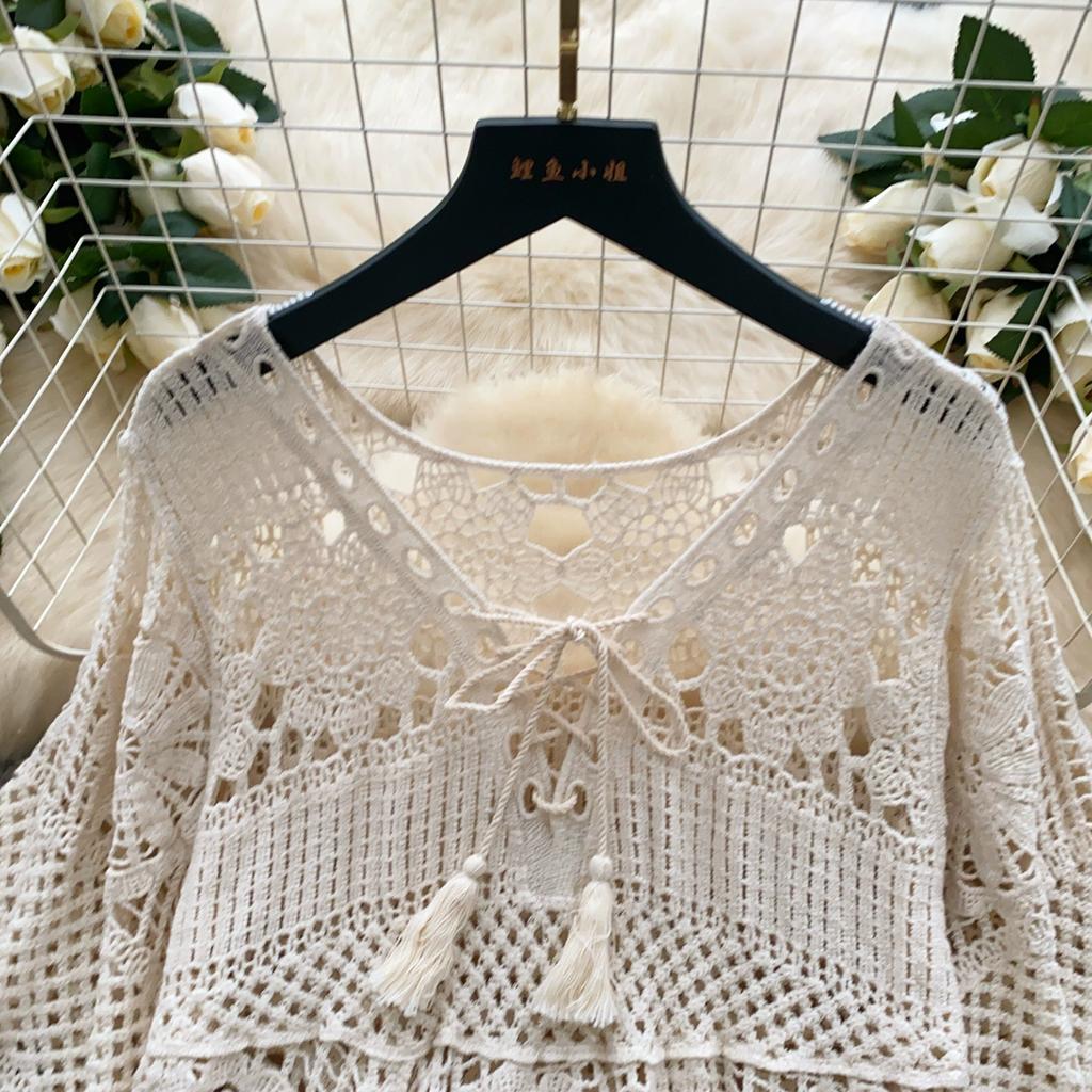 Dimanaf 2025 New Tees Summer Women Beach T-Shirt Basic Fashion Tops Lace Tees Casual Loose White