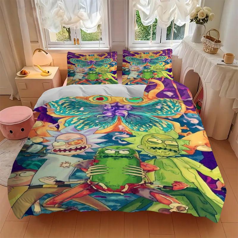 Rick and Morty: Trippy Adventure Bedding Set Comforter Cover Gift for Bedroom,Includes 1 Cover and 2 Pillowcases, No InsertB321