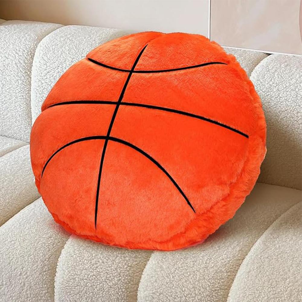 Kids' Ball Plush Pillow - Compressible Soft Long-Haired Soccer, Basketball, Baseball & Stuffed Animal Bed Cushion with Team Logos-Like Patterns