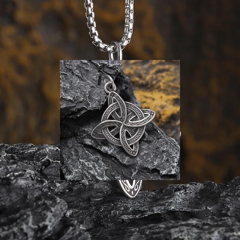 Vintage Fashion Irish Witchcraft Celtic Knot Pendant Necklace for Men Women Slavic Witch Knot Lucky Amulet Jewelry