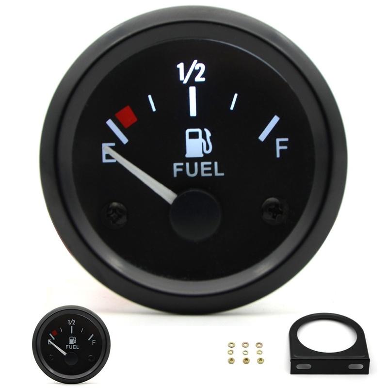 Automotive Fuel Gauge with 12V Operation White LED Lighting and Black Rim Designed for tallation on Car trument Panels