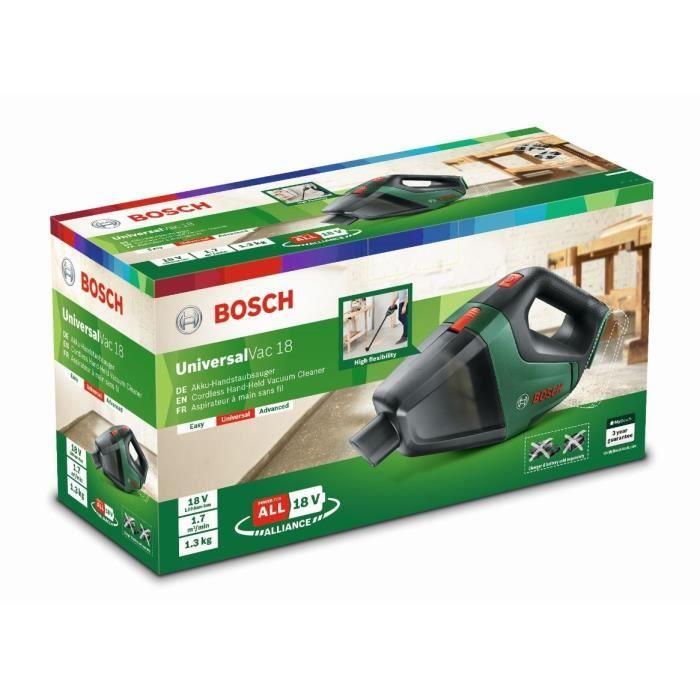 Aspirateur à main sans-fil Bosch - UniversalVac 18 outil seul - Vert - Bac (sans sac) - Dépression 9 kPa