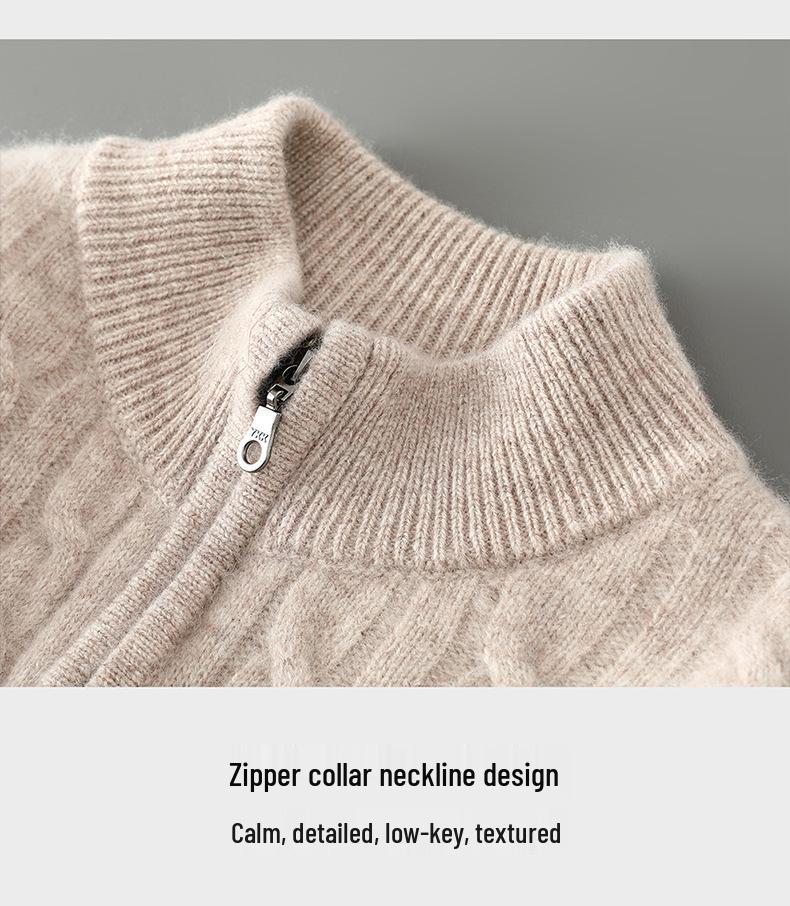 Maglione da Uomo Autunno/Inverno in Pura Lana con Mezzo Collo Alto e Zip