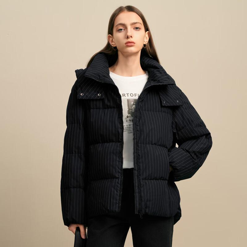 

Elva Island Women s Striped Hooded Short Down Jacket XS