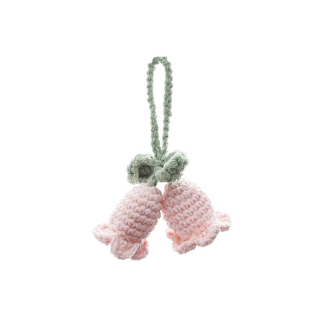 Lovely Handmade Knitted Bell Orchid Keychain for Women Girls Romantic Flower Pendant Handbag Ornament Car Accessories Gifts