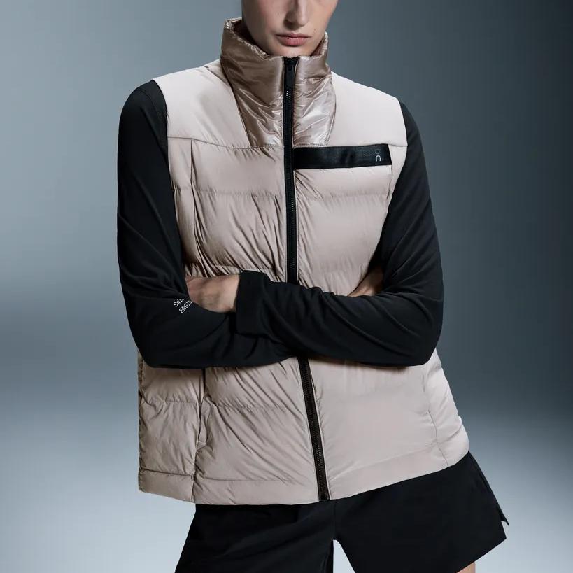 On Challenger Vest Logo Stand Collar Zipper Warm Vest Women vest Zinc-Grey 1WD30030585