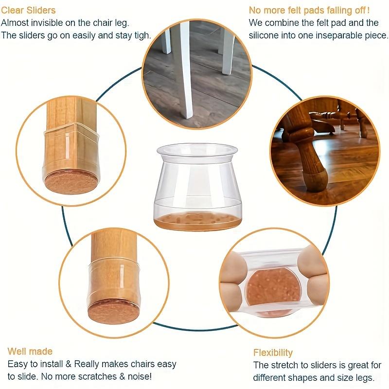 24 Pcs Silicone Chair Leg Floor Protectors with Non-slip Felt, Furniture Cups for Hardwood Floors, Protect Floors from Scratches