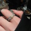 Cold wind zircon pearl opening ring Korean elegant temperament versatile index finger ring light luxury high-end jewelry women