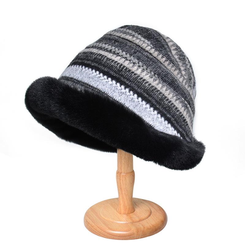 Fashionable Multi-Layered Fur Hat with Ear Protection and Warm Fur Ball for Winter