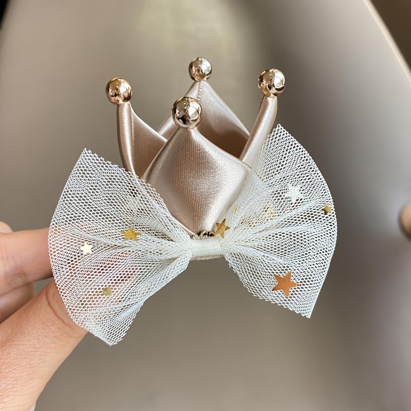 Birthday hat crown hairpin, birthday cake hat net-silk bow crown clip, princess photo accessory hair decoration