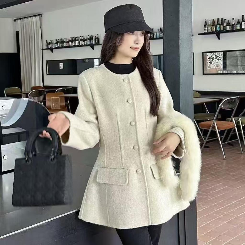 2025 Elegant Double-Faced Wool Coat - Slimming Casual Mid-Length, Perfect for Autumn & Winter.