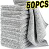 1/50pcs Gray Bamboo Charcoal Thickened Super Absorbent Dishcloth Oil Resistant Kitchen Wipes Microfiber Cleaning Cloths