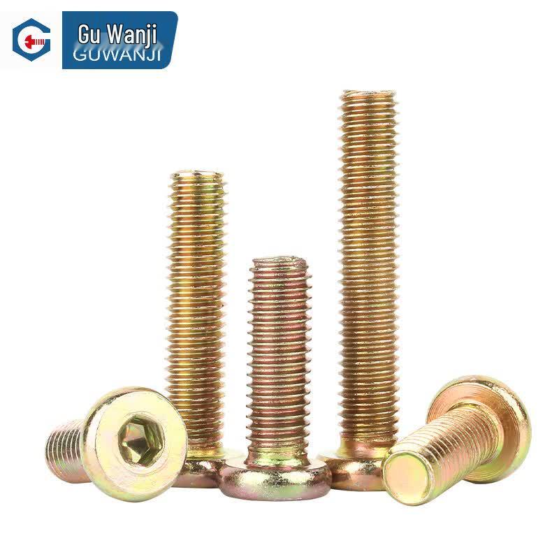 GUWANJI Color Zinc Plated Flat Round Head Hex Socket Furniture Screws
