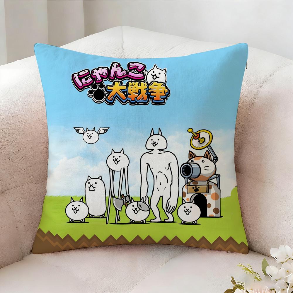 The B-Battle Cats Cute Pillow Case Pillowcase, Double-Sided Printed, Sofa Cushion, Bedroom Headboard Pillow