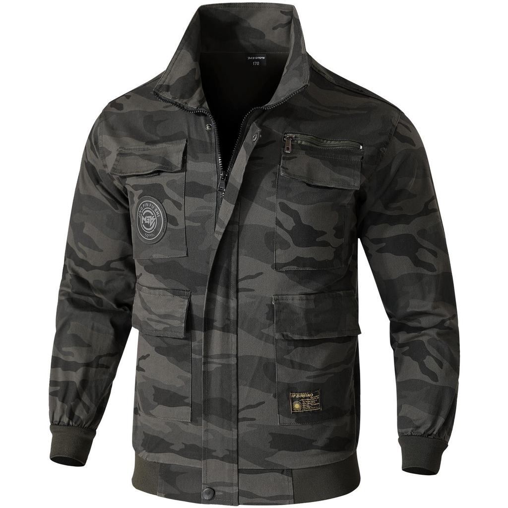 Unisex Elastic Workwear Set: Camouflage Cotton, Anti-Scald, Wear-Resistant for Welders and Auto Repair