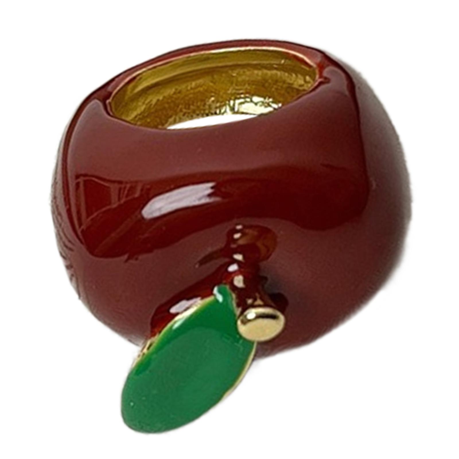 

Handmade Vibrant Strawberry/Apples Ring Dripping Oil Finger Ring Lightweight and Comfortable Jewelry Fashion Accessory B