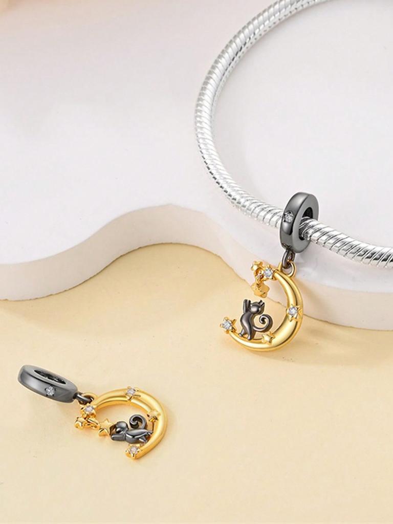 Charms Plata Moon Cat And Dog Beads Charm Copper Plated Fit Charms Copperoriginal Bracelet For Jewelry Making Diy Charm