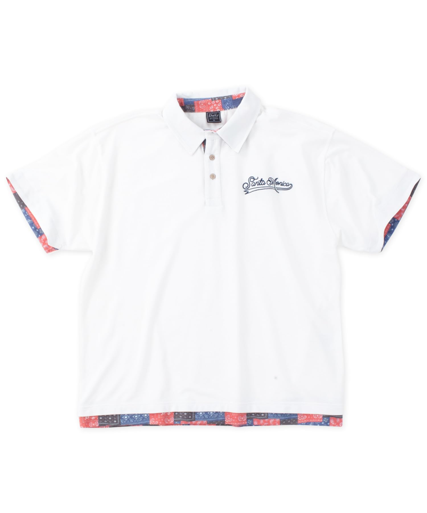 

Sheltie Plus Size Pique Bandana Print Faux Layered Short Sleeve Polo Men s Shirt, Off-White