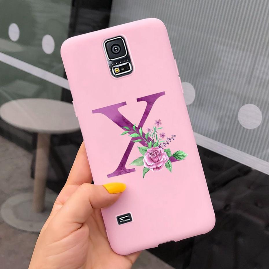 For Samsung Galaxy S5 I9600 Phone Case Flower Initial Alphabet Case For Samsung S5 Neo S 5 G900 G903F SM-G900F Soft Silicon Case