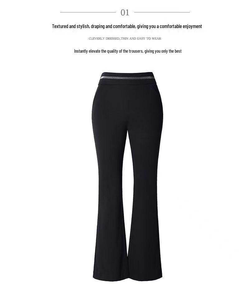 Women s High-Waisted Stretch Micro Flare Pants – Slimming, Casual Drape for Spring/Autumn 2025 2XL