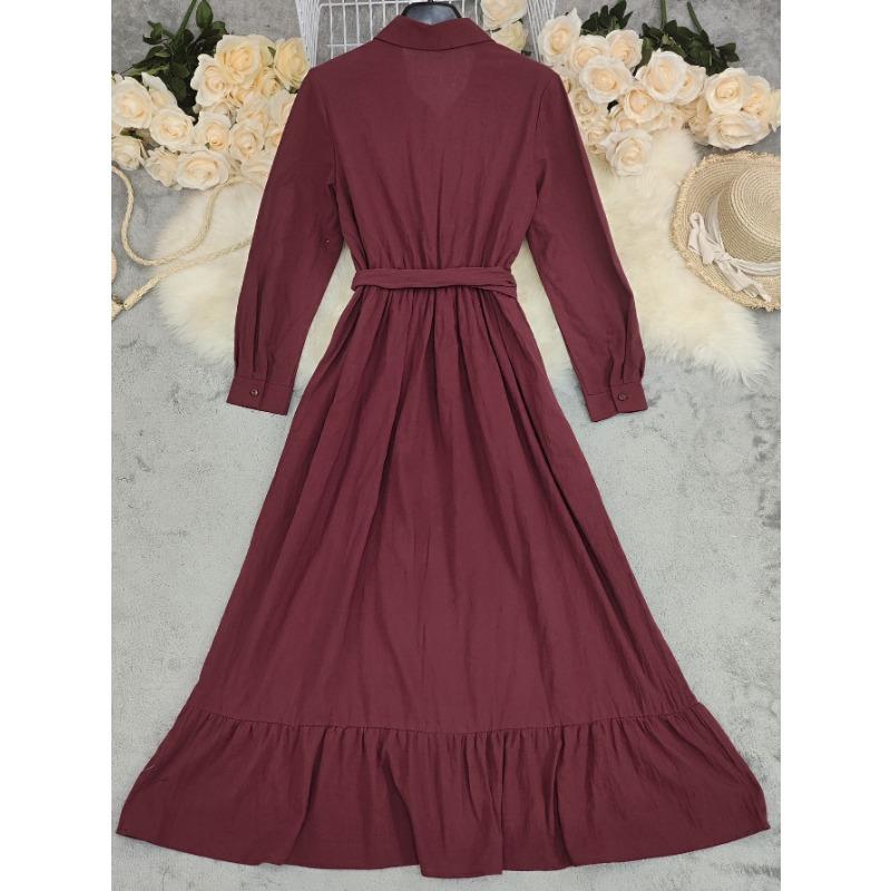 Women Vintage Bohemian Long Sleeve Long Casual Maxi Dress