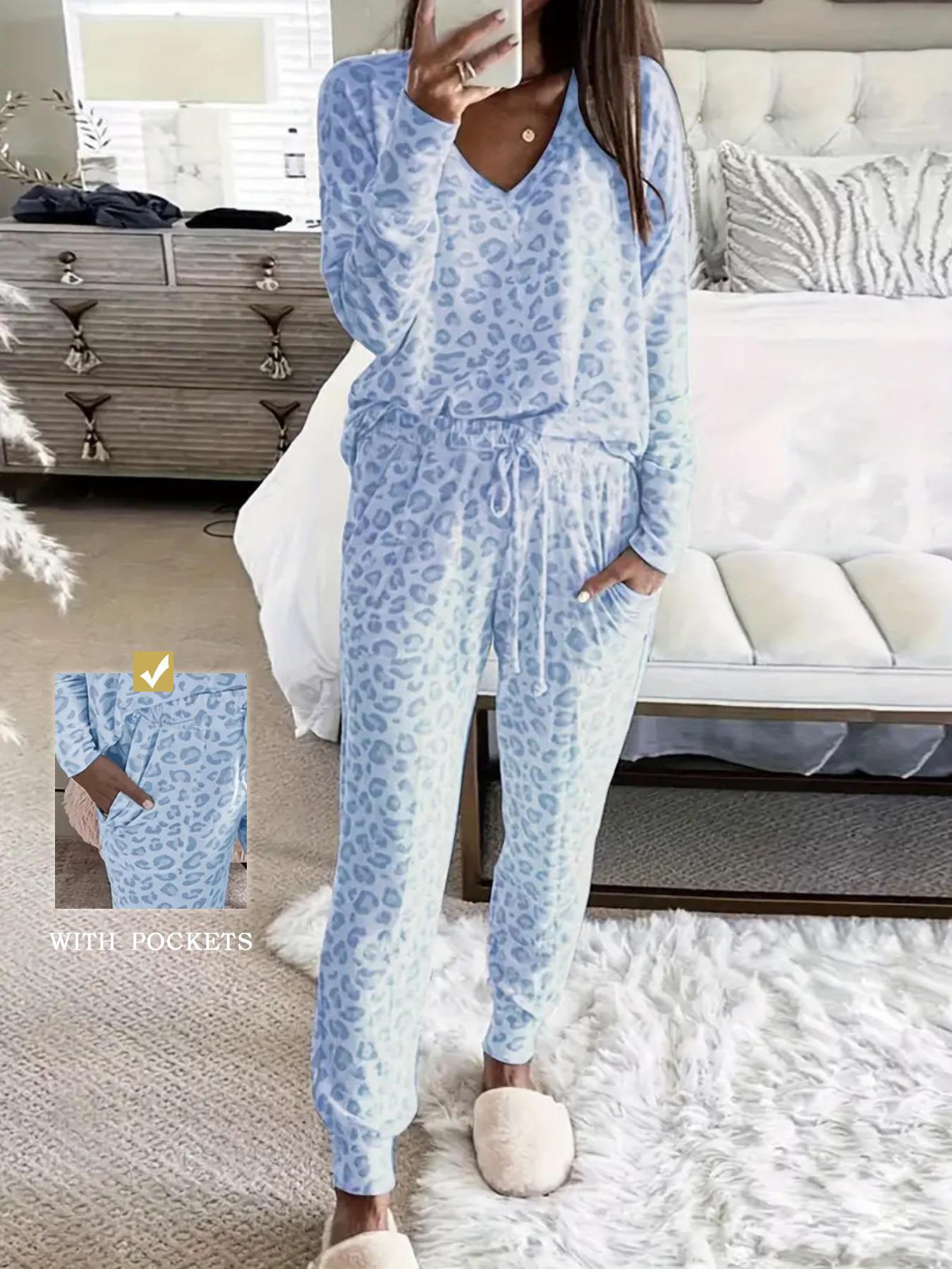 

Новый осенне-зимний комплект для отдыха с V-образным вырезом и длинными рукавами с леопардовым принтом 4XL