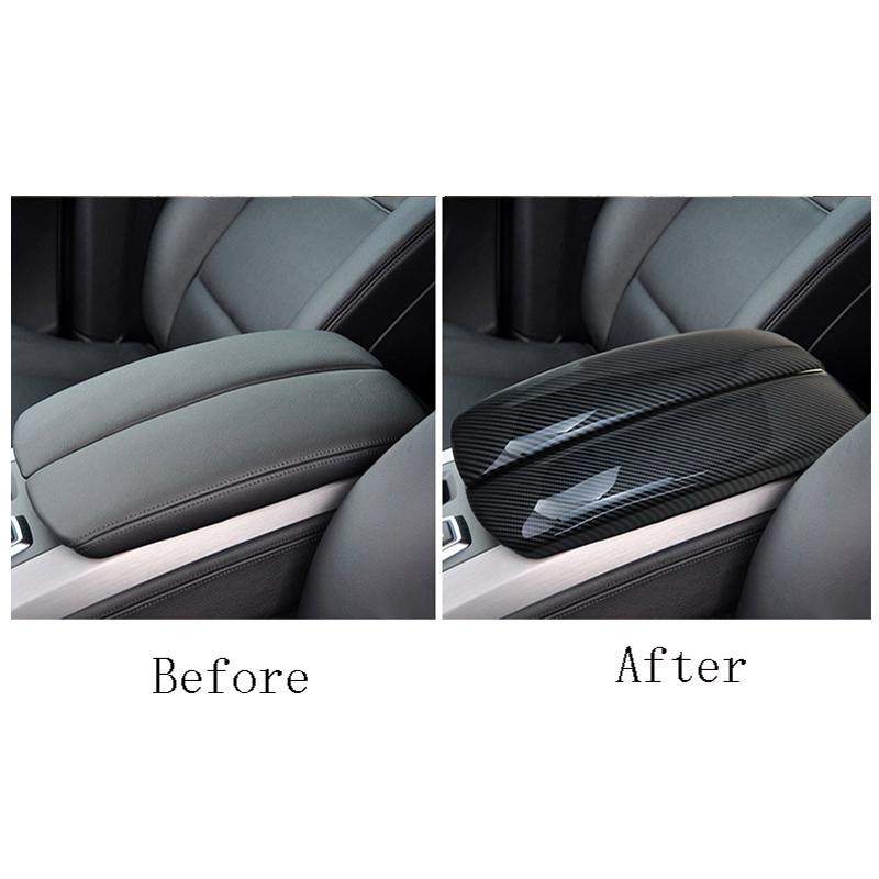 BBJT8 For BMW X5 X6 X7 E70 E71 F15 F16 G05 G06 G07 ABS Carbon fiber Car styling Center Console Lid Armrest Box Trim Protective Cover