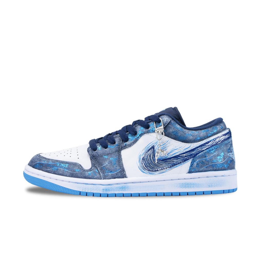 Jordan Air Jordan 1 Fluorescent Wave Chasing The Stars Slip Resistant Abrasion Resistant Low Top 553558-404(Team626-)