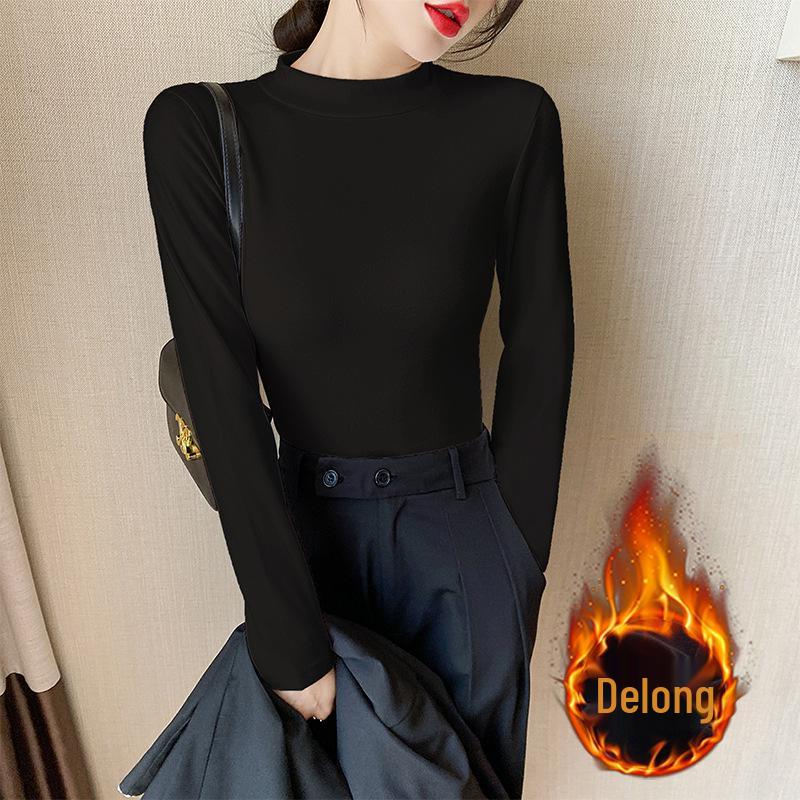 Women's Slim-Fit Half-High Collar Fleece Top for Fall/Winter 2025