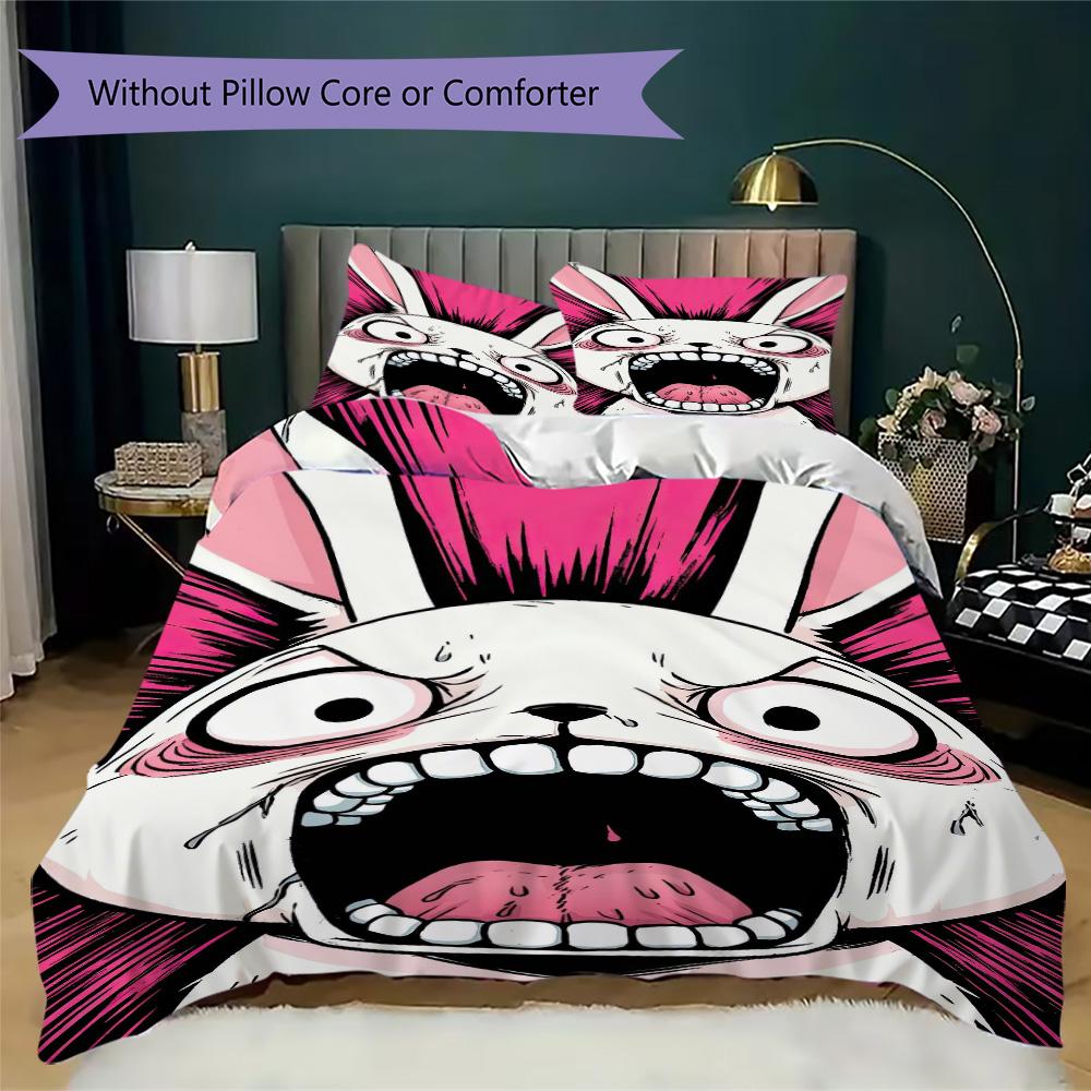 Cartoon Rabbit Pattern Bedding,Quilt Set Quilt Cover Pillowcase Home Birthday Gift (1*duvet cover+2*pillowcase,without core)ZSJT0917257