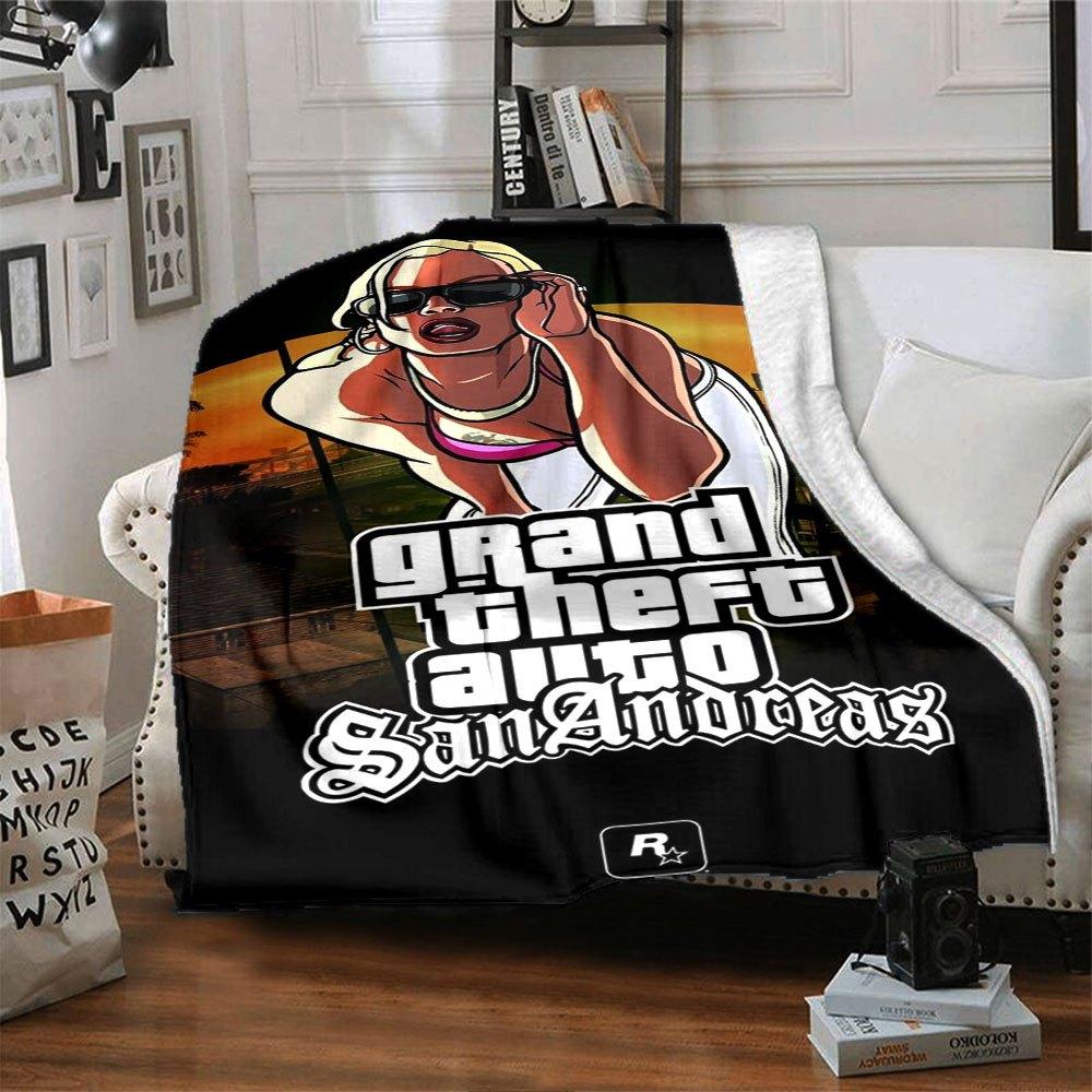 1 Stück Grand Theft Auto Weiche Flanelldecke mit Designer-Print Eine kuschelige Decke für alle Jahreszeiten, perfekt für das Sofa, Bett, Büro