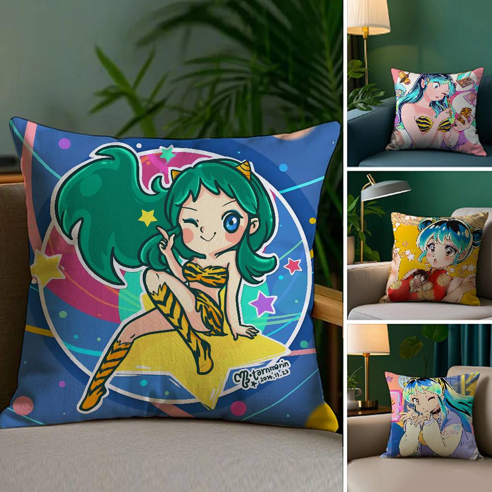 Anime Game UUrusei Yatsura Pillow Case Home Doublesided Printing Short Plush Colorfast Microfiber Cushion Cover