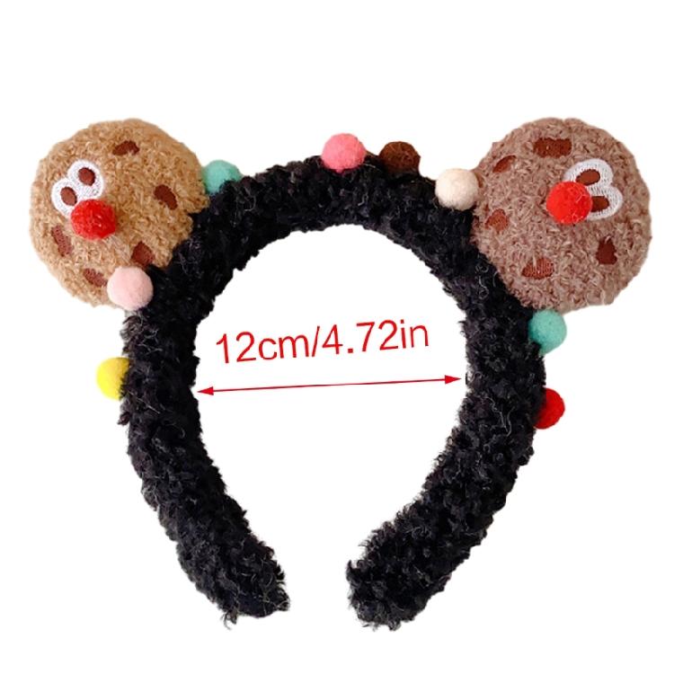3D Plush Cartoon Cookie Headband Cute Stuffed Hair Hoop Makeup Fuzzy Headdress