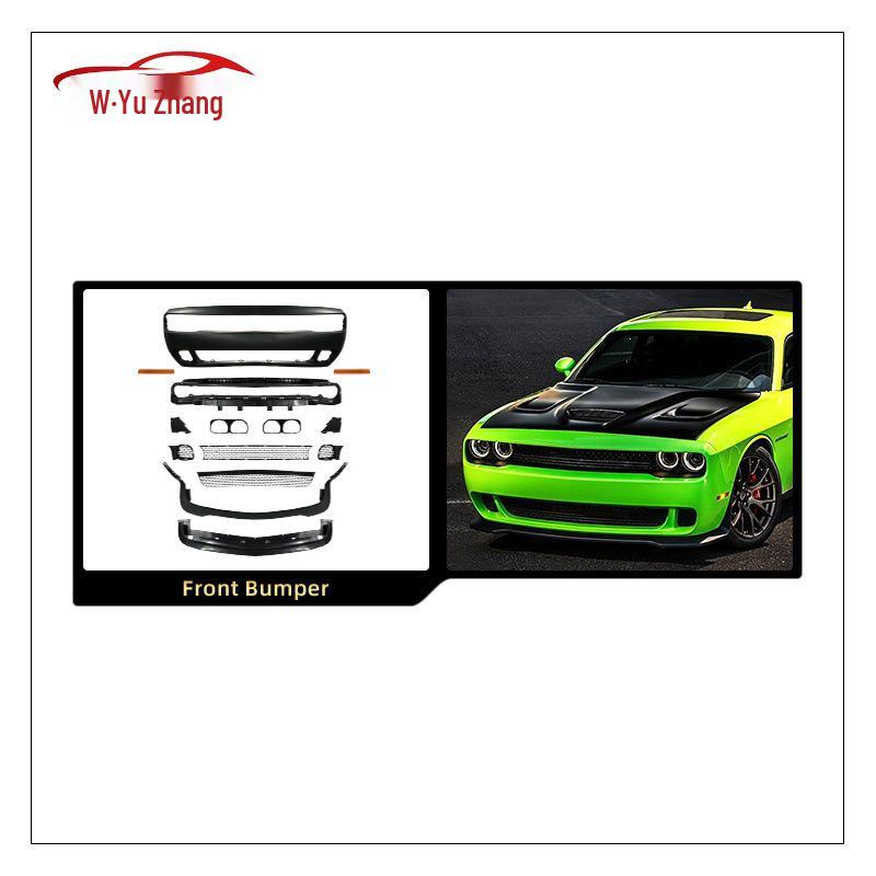Dodge-Challenger 2008-2014 Wide/Narrow Body Kit: Front Rear Bumpers, Front Lip 08-23 Stromshark Side Louvers Gloss Black