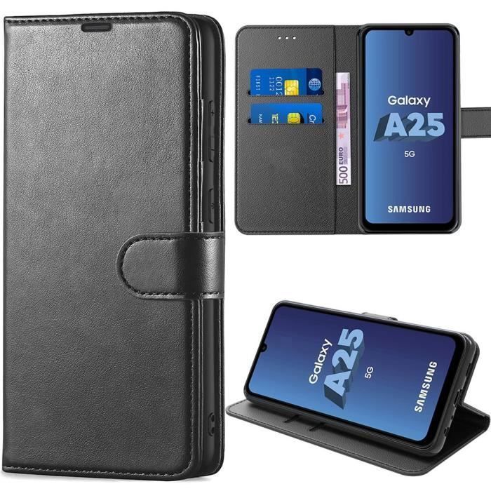 Coque de protection - Booling - pour Samsung Galaxy A25 5G - Antichoc - Cuir PU - Support réglable