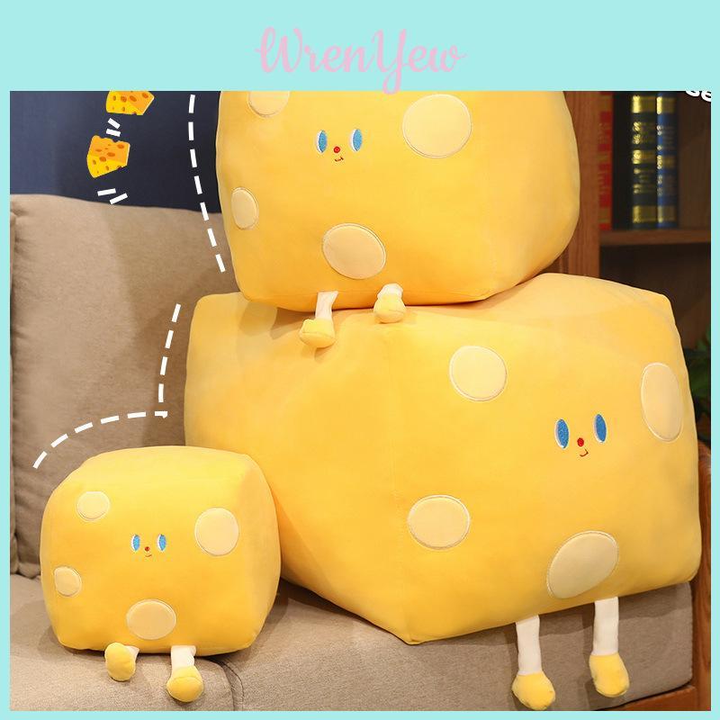 Creative Yellow Square Butter Cheese Plush Toy Pillow For Fun Home Accents