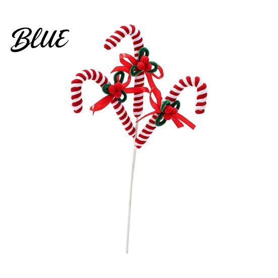 Decorative Candy Cane Festive Decor White Green Pick Red Props Christmas Plush Stem Branch